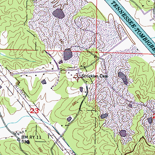 Topographic Map of Stricklen Cemetery, MS