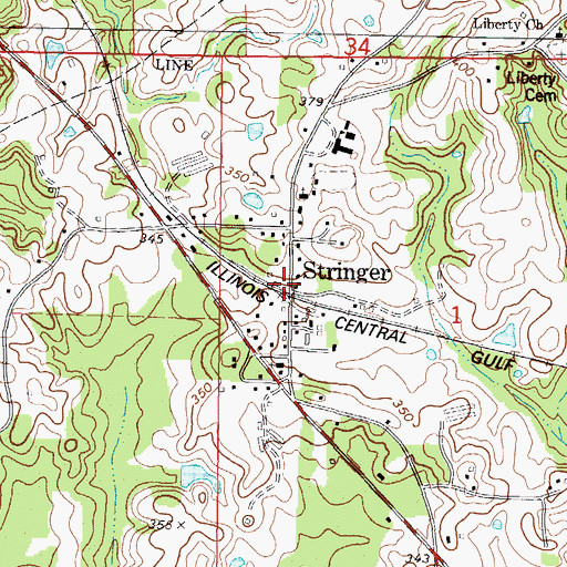 Topographic Map of Stringer, MS