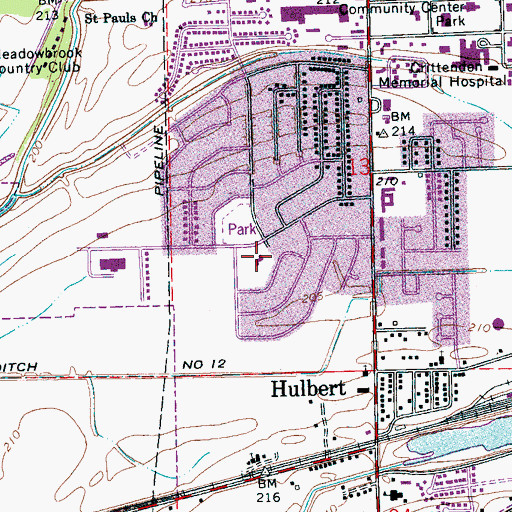 Topographic Map of Vanderbilt Baptist Church, AR