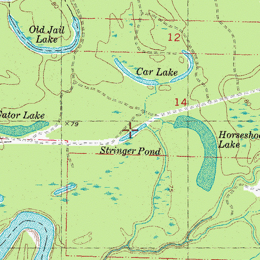 Topographic Map of Stringer Pond, MS