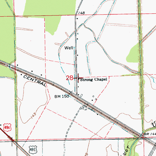 Topographic Map of Strong Chapel, MS