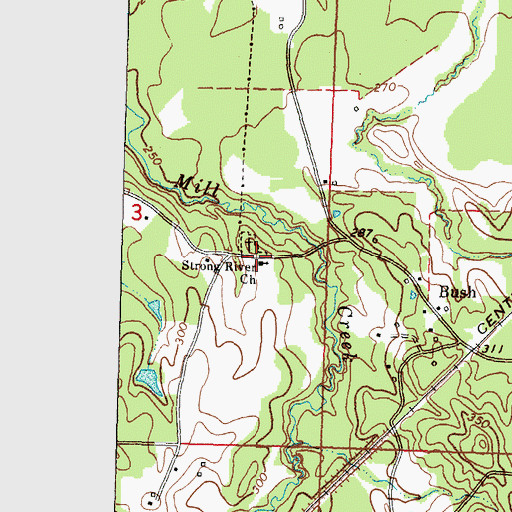 Topographic Map of Strong River Baptist Church, MS