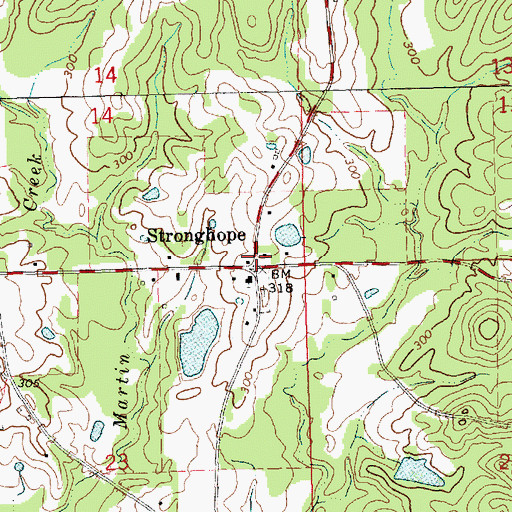 Topographic Map of Stronghope, MS