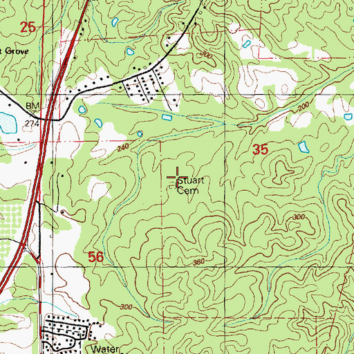 Topographic Map of Stuart Cemetery, MS