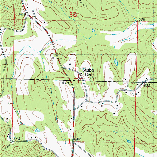 Topographic Map of Stubb Cemetery, MS