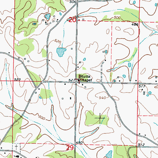 Topographic Map of Stutts Chapel, MS