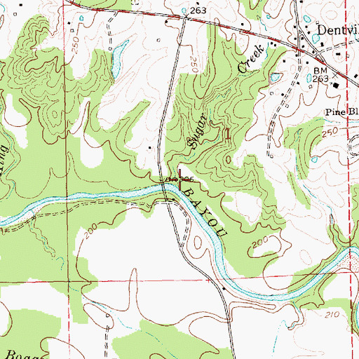 Topographic Map of Sugar Creek, MS