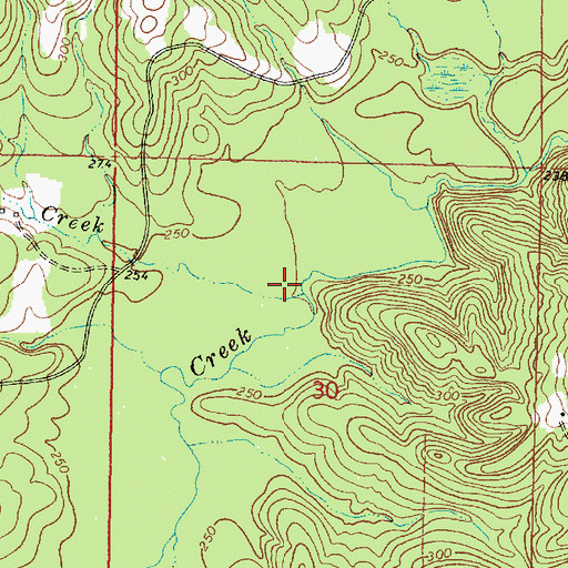 Topographic Map of Sugar Hill Creek, MS