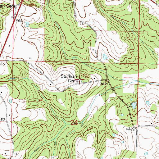 Topographic Map of Alex Sullivan Cemetery, MS