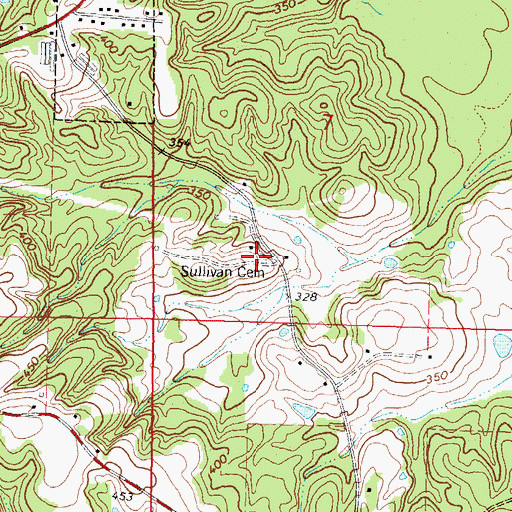 Topographic Map of Ed Sullivan Cemetery, MS