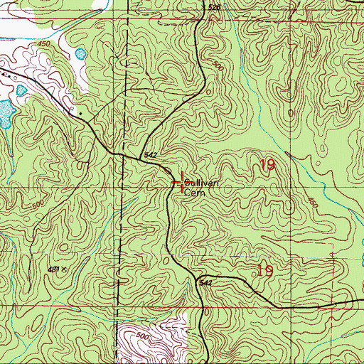 Topographic Map of Sullivan Cemetery, MS