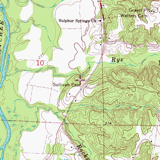 Topographic Map of Sullivan Cemetery, MS