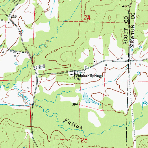 Topographic Map of Sulphur Springs Church, MS