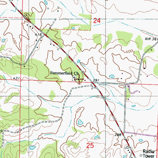 Topographic Map of Summerfield Church, MS
