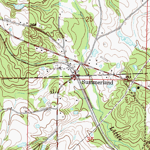 Topographic Map of Summerland, MS