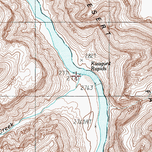 Topographic Map of Kwagunt Creek, AZ