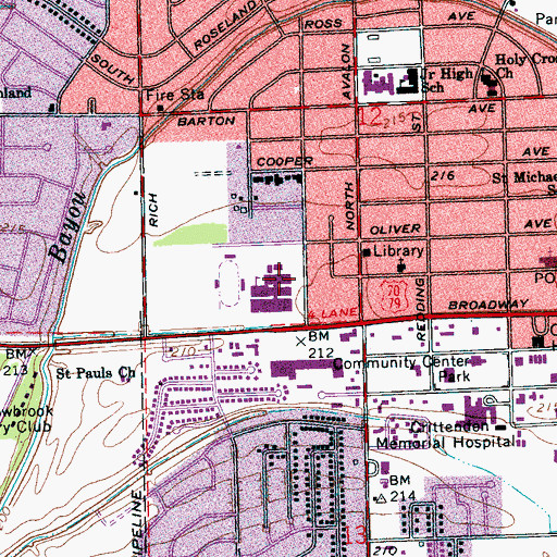 Topographic Map of West Memphis High School, AR