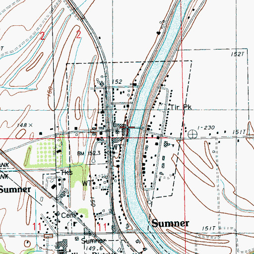 Topographic Map of Sumner, MS