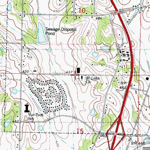 Topographic Map of Sumner School, MS