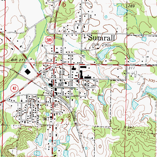 Topographic Map of Sumrall, MS