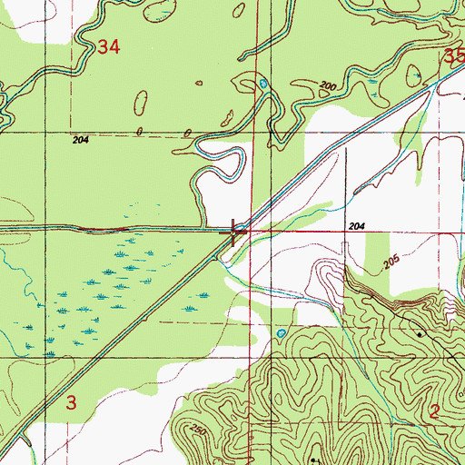 Topographic Map of Sun Creek, MS