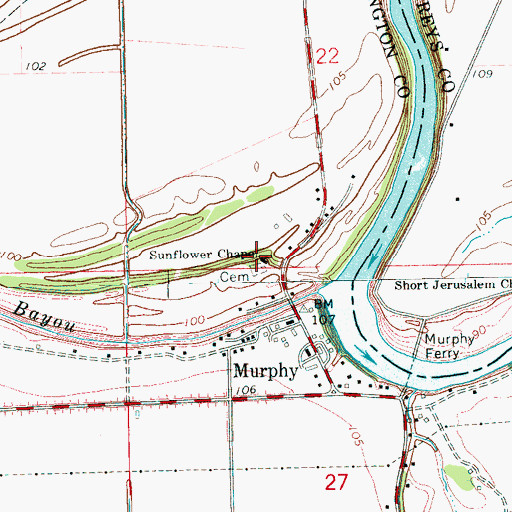 Topographic Map of Sunflower Chapel, MS