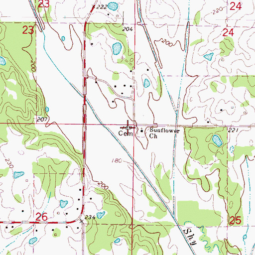 Topographic Map of Sunflower Church, MS