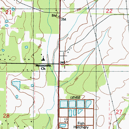 Topographic Map of Sunflower School, MS