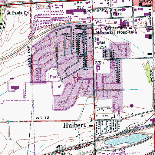 Topographic Map of Westwood Acres Church of Christ, AR