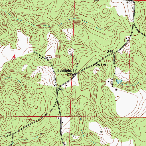 Topographic Map of Sunlight Church, MS
