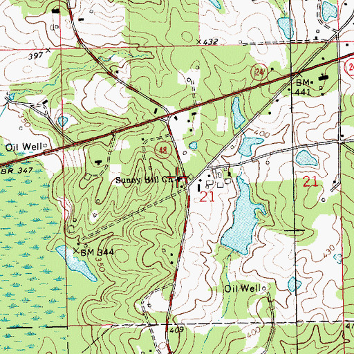Topographic Map of Sunny Hill Church, MS