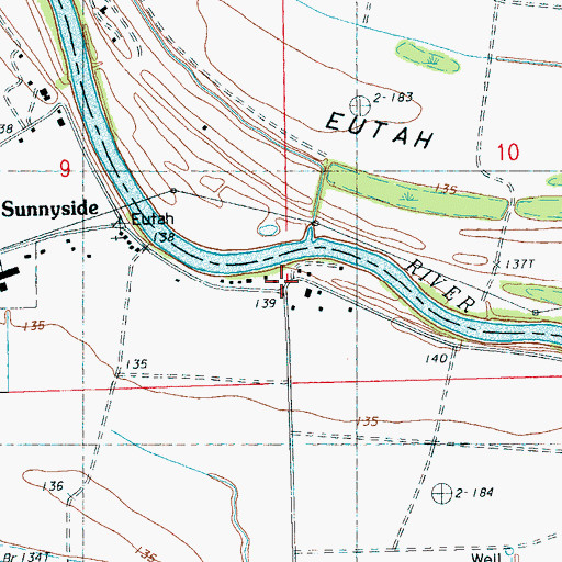 Topographic Map of Sunnyside, MS