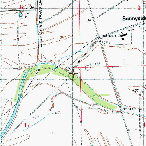 Topographic Map of Sunnyside Chapel, MS