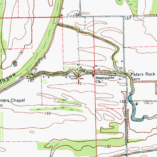 Topographic Map of Sunnyside Church, MS