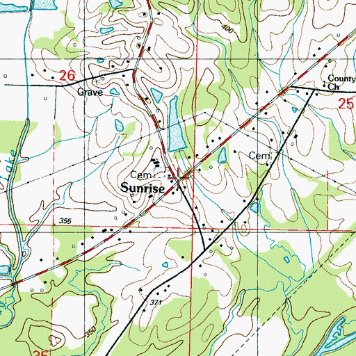 Topographic Map of Sunrise, MS