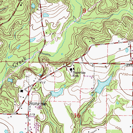 Topographic Map of Sunrise School, MS
