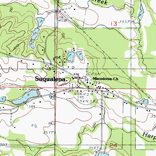 Topographic Map of Suqualena, MS