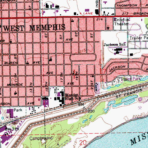 Topographic Map of Williams Chapel Church, AR