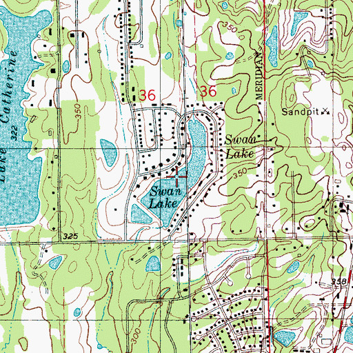 Topographic Map of Swan Lake, MS