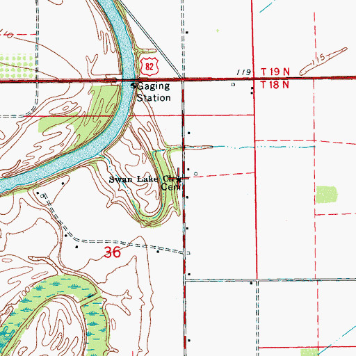 Topographic Map of Swan Lake Church, MS