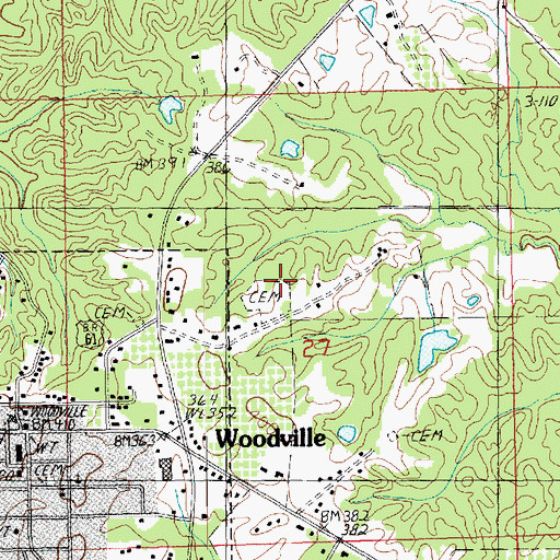 Topographic Map of Sweeney Cemetery, MS