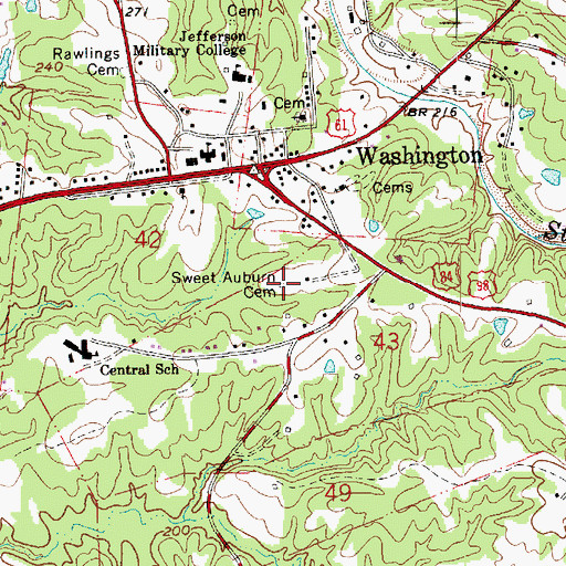 Topographic Map of Sweet Auburn Cemetery, MS