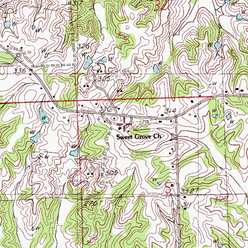 Topographic Map of Sweet Grove Church, MS