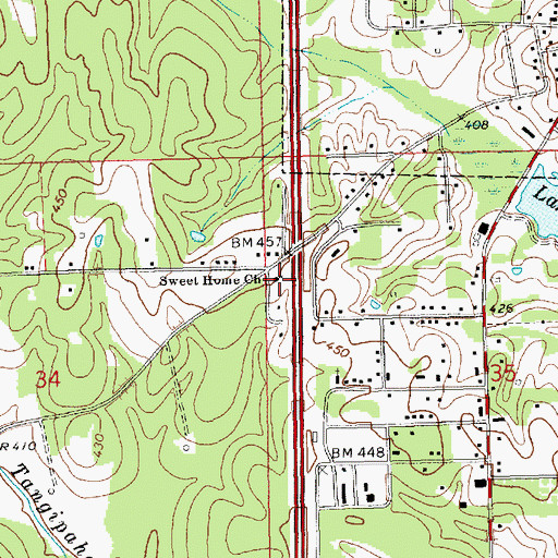 Topographic Map of Sweet Home Church, MS