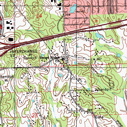 Topographic Map of Sweet Home Church, MS