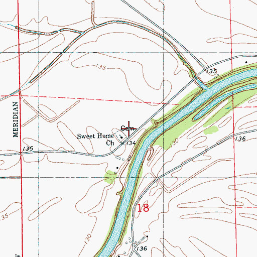 Topographic Map of Sweet Home Church, MS