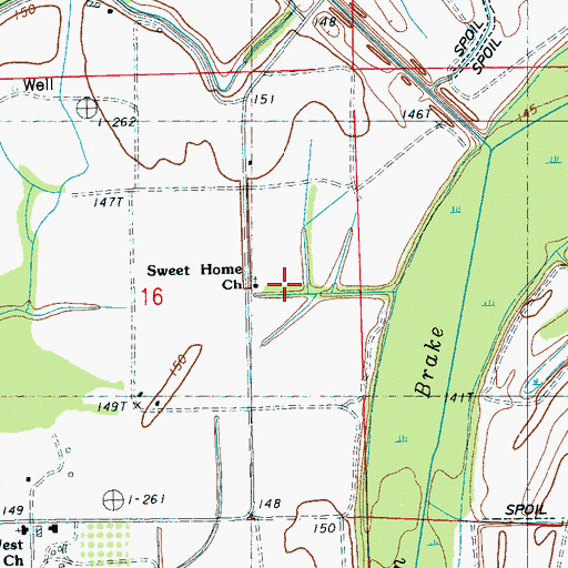 Topographic Map of Sweet Home Church, MS
