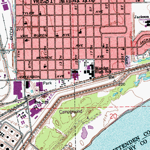 Topographic Map of Wonder Elementary School, AR