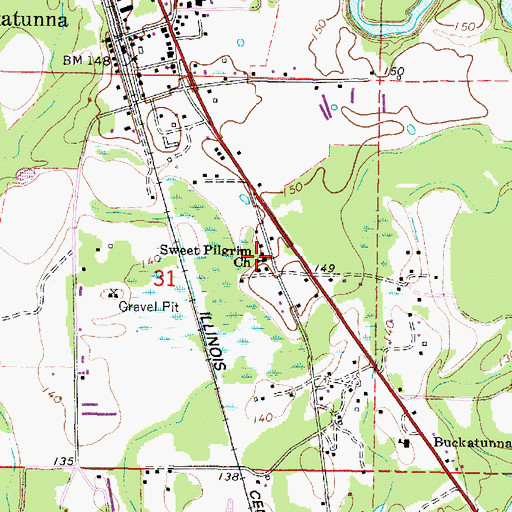 Topographic Map of Sweet Pilgrim Church, MS