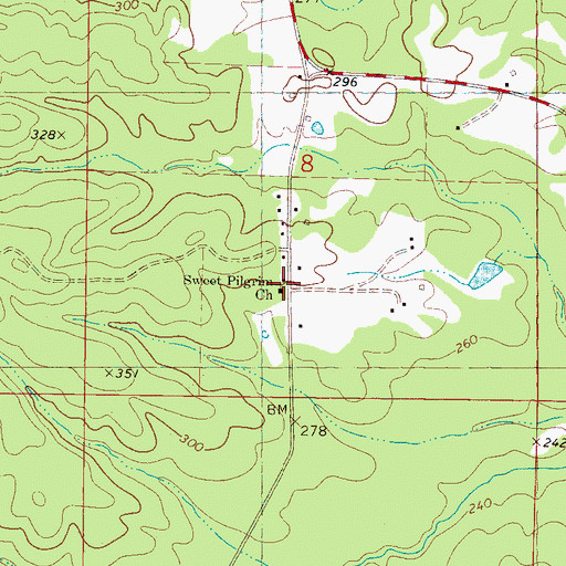 Topographic Map of Sweet Pilgrim Church, MS
